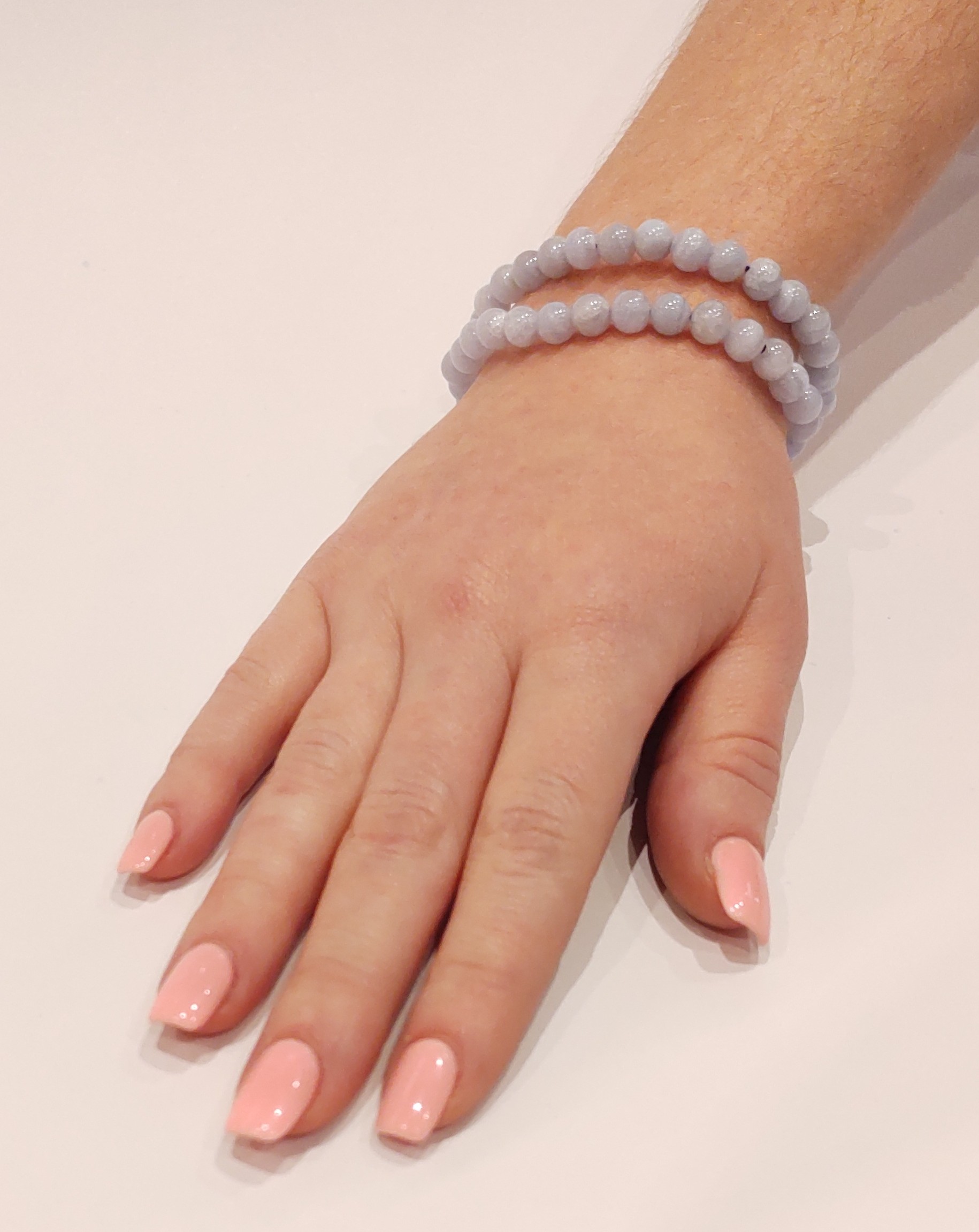 Stretch Bracelet: Blue Lace Agate 6mm Round Beads - Image 2
