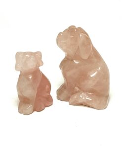 Natural crystal: Hand carved and polished Rose Quartz dogs