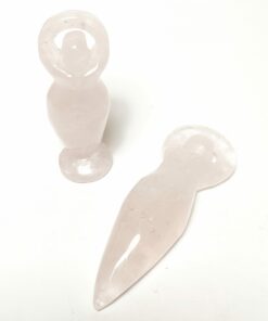 Alternative view of Natural crystal: hand carved and polished Rose Quartz earth Goddesses