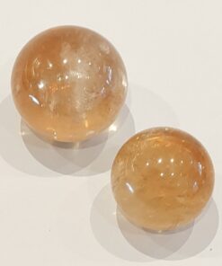 Natural Crystals: Cut & Polished Honey Calcite Spheres (Approx 3x2x1cm)