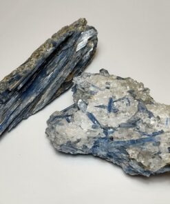 Natural Crystals: Blue Kyanite in Clear Quartz