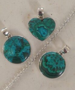 Pendants: Cut & Polished Chrysocolla Crystal Set in 925 Sterling Silver
