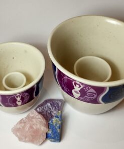 Alternative view of Smudge Bowls: Glassed Ceramic with Pagan Motives in Blues & Purples