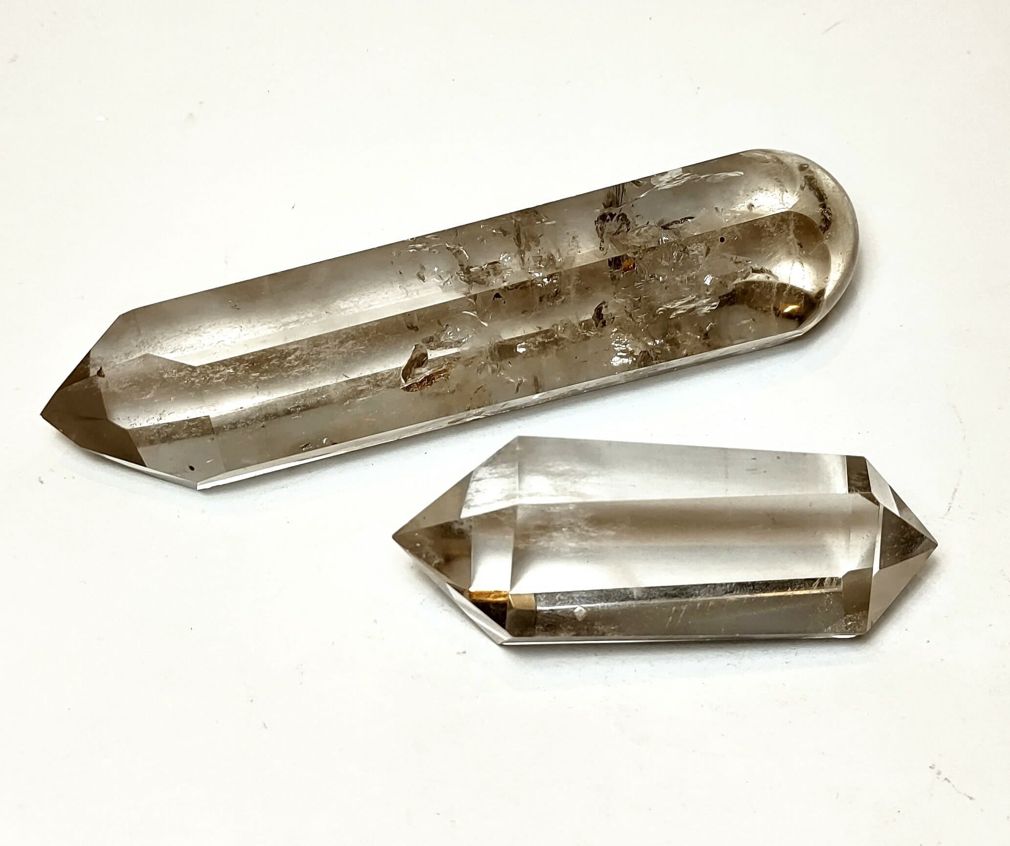 Natural crystals: Cut and polished Smokey Quartz wands